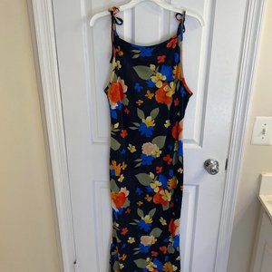 Black Floral Tie-Shoulder Midi Dress